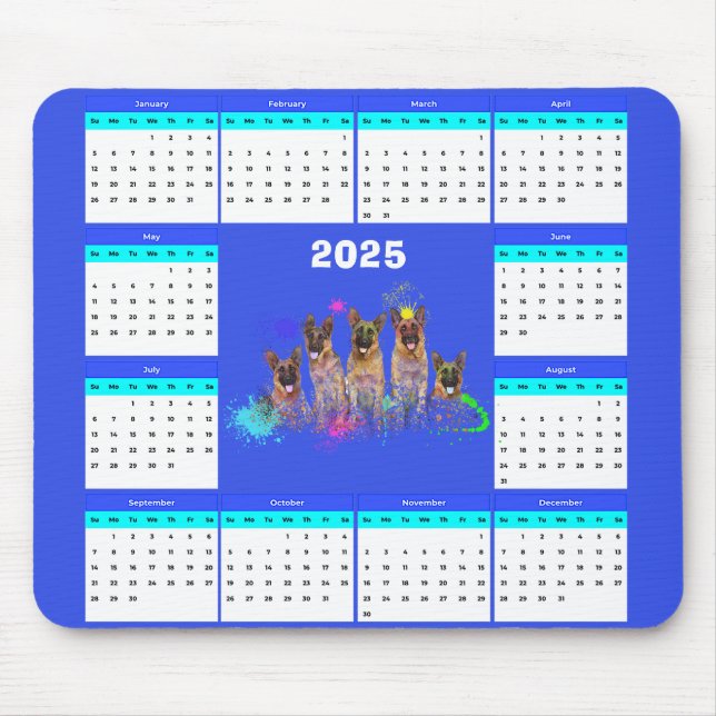 Niedlicher Deutscher Schäferhundkalender Mousepad (Vorne)