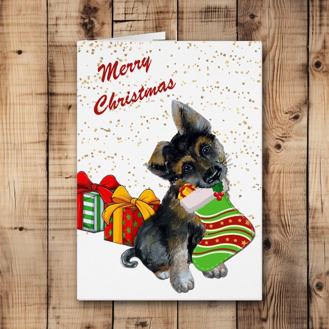 Niedlicher Deutscher Schäferwelpen und Strumpf (Von Creator hochgeladen)