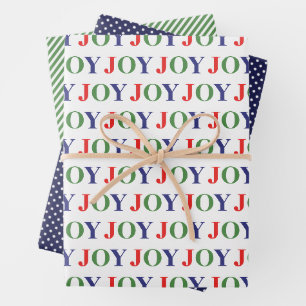 Niedlicher Dezember Winterurlaub Saison Joy Wordar Geschenkpapier Set