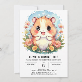 Niedlicher digitaler Hamster Geburtstag Einladung