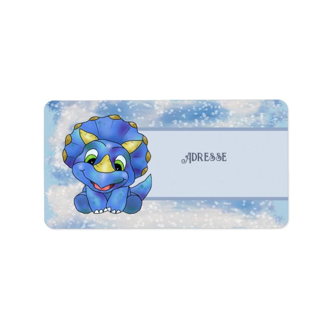 niedlicher Dino Adressaufkleber (Vorne)