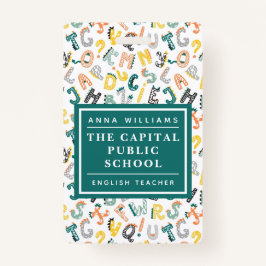 Niedlicher Dino Alphabet Grundschullehrer Name Ausweis