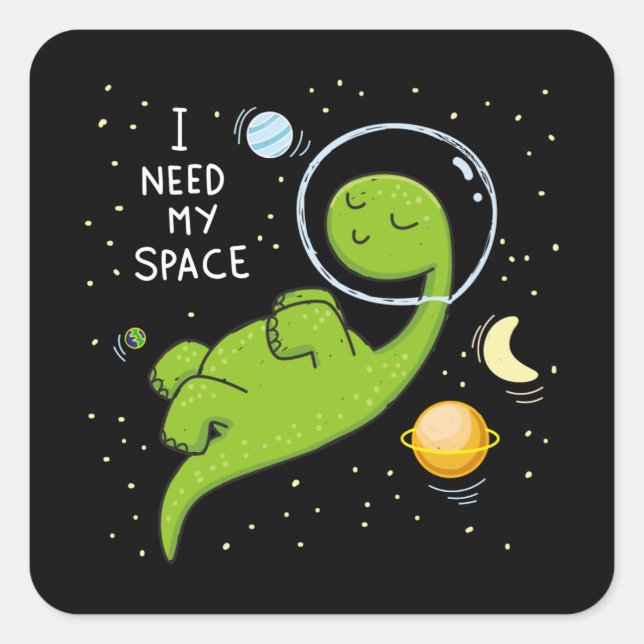 Niedlicher Dino-Astronaut Quadratischer Aufkleber (Vorderseite)