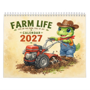 Niedlicher Dino-Bauernhof-Lebenskalender 2027 Baue Kalender