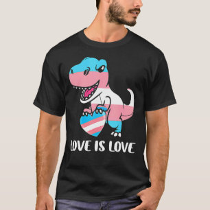 Niedlicher Dino Trex Rainbow Heart Lgbt Transgende T-Shirt