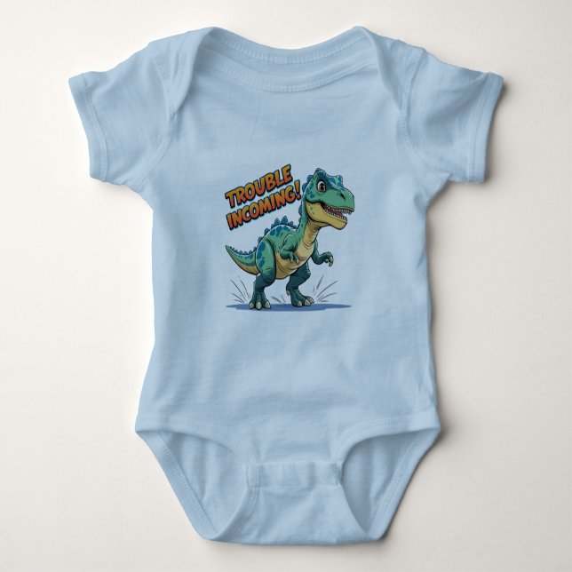 Niedlicher Dinosaur Baby Bodysuit - Trouble Incomi Baby Strampler (Vorderseite)