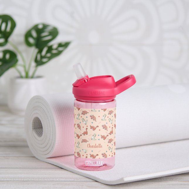 Niedlicher Dinosaur-Muster-Individuelle Name Trinkflasche (Yoga)