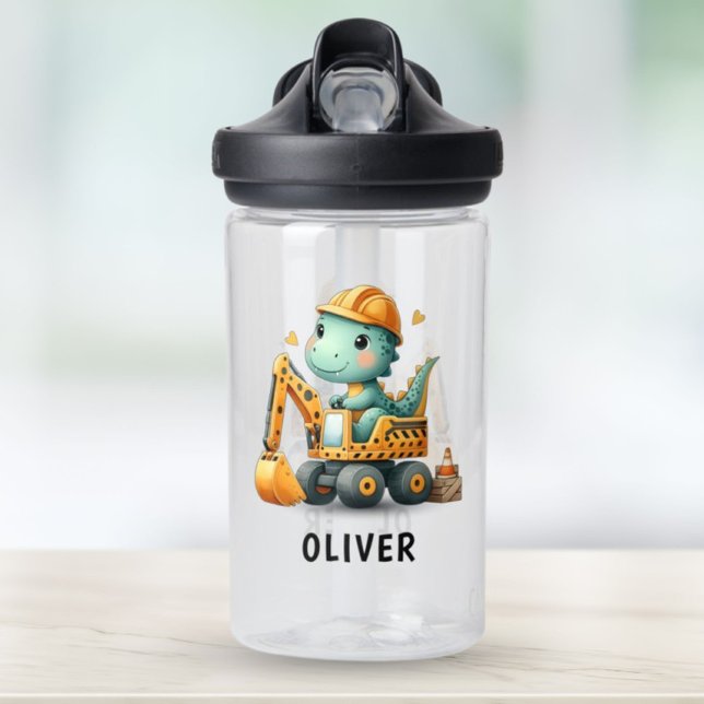 Niedlicher Dinosaurier auf dem Bagger Trinkflasche (Von Creator hochgeladen)