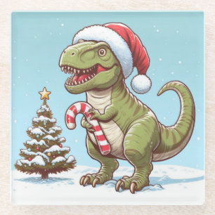Niedlicher Dinosaurier aus Zuckerrohr Glasuntersetzer
