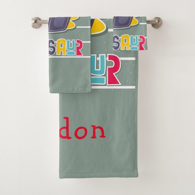 Niedlicher Dinosaurier Badhandtuch Set (Insitu)