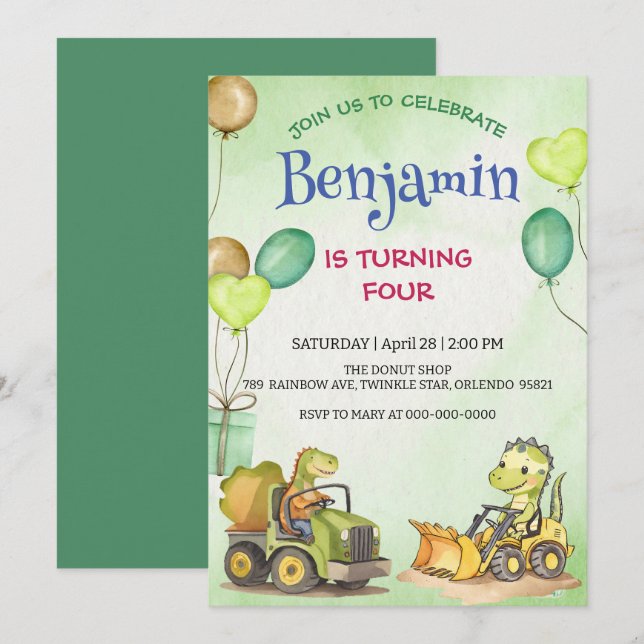 Niedlicher Dinosaurier-Baukastenballon (Vorne/Hinten)