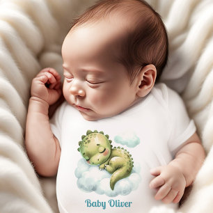Niedlicher Dinosaurier Blue Green Name Monogram Bo Baby Strampler