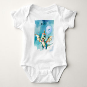 Niedlicher Dinosaurier brüllt Junge Happy Geburtst Baby Strampler