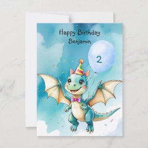 Niedlicher Dinosaurier brüllt Junge Happy Geburtst Postkarte