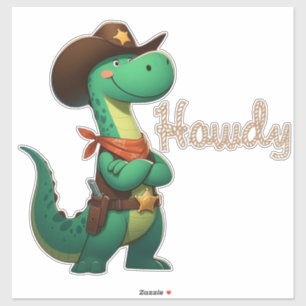 Niedlicher Dinosaurier/Cowboy Aufkleber