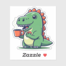 Niedlicher Dinosaurier, der eine Tasse Kaffee hält