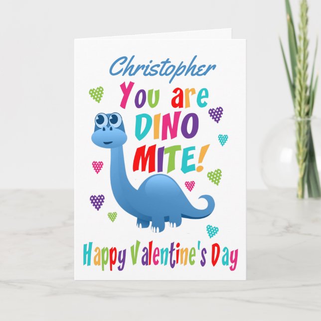 Niedlicher Dinosaurier Dinomite Valentinstag Karte (Vorderseite)