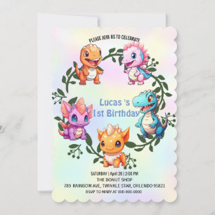 Niedlicher Dinosaurier Dschungel Schule Kindergebu Einladung