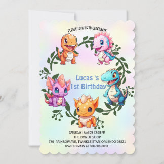 Niedlicher Dinosaurier Dschungel Schule Kindergebu Einladung