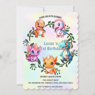 Niedlicher Dinosaurier Dschungel Schule Kindergebu Einladung