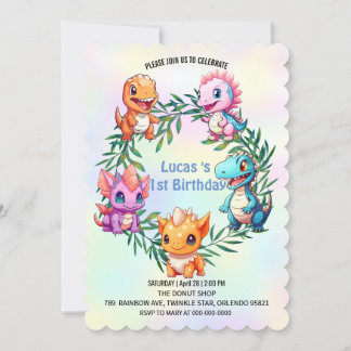 Niedlicher Dinosaurier Dschungel Schule Kindergebu Einladung