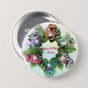 Niedlicher Dinosaurier-Dschungel-Schüler Geburtsta Button