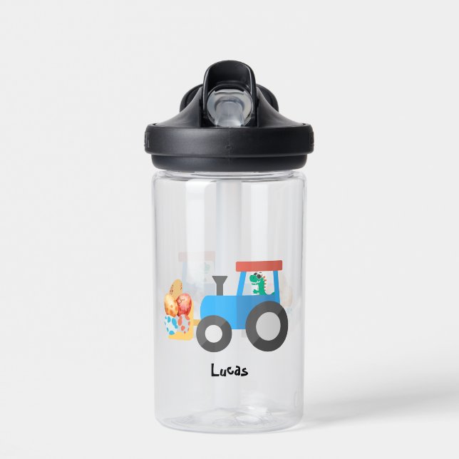 Niedlicher Dinosaurier-Eierbauwagen Zurück 2 Schul Trinkflasche (Vorne)