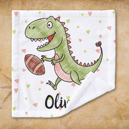 Niedlicher Dinosaurier Fußballspielen Personalisie Waschlappen