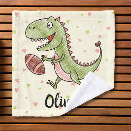 Niedlicher Dinosaurier Fußballspielen Personalisie Waschlappen