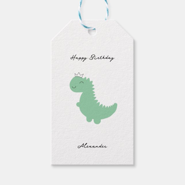 Niedlicher Dinosaurier-Geschenktag Geschenkanhänger (Vorderseite)