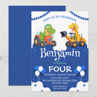 Niedlicher Dinosaurier graben Baggerballon Geburts