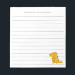 Niedlicher Dinosaurier in Gelber Personalisierter Notizblock<br><div class="desc">Niedlicher Dinosaurier in der gelben Personalisierten Stationery Notepad</div>