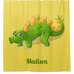 Niedlicher Dinosaurier-individuelle Name und Dusch Duschvorhang