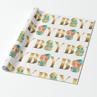 Niedlicher Dinosaurier-Junge Babydusche Geschenkpapier