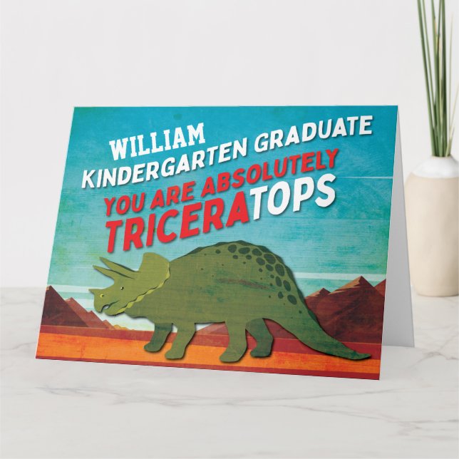 Niedlicher Dinosaurier Kindergarten Abschluss Karte (Vorderseite)