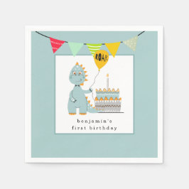 Niedlicher Dinosaurier Kuchenpulver Blue Erster Ge Serviette