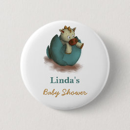 Niedlicher Dinosaurier mit Babydusche Button