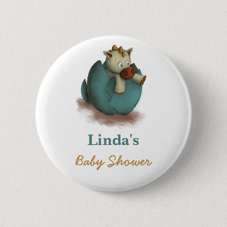Niedlicher Dinosaurier mit Babydusche Button
