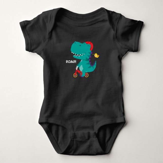 Niedlicher Dinosaurier mit dem Fahrrad Baby Strampler (Vorderseite)