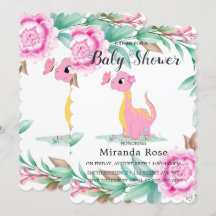 Niedlicher Dinosaurier mit Pink Peony Baby Girl Du