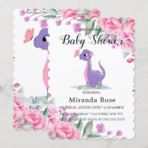 Niedlicher Dinosaurier mit Pink Peony Baby Girl Du