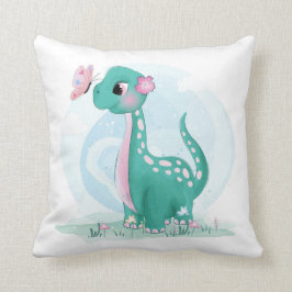 Niedlicher Dinosaurier mit Schmetterlingskissen Kissen