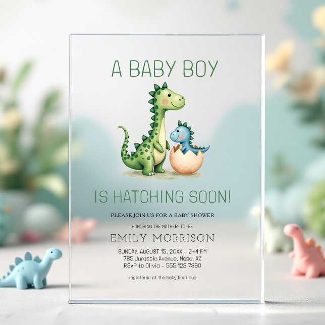 Niedlicher Dinosaurier schnuppern bald Baby Boy Du Acryleinladungen (Von Creator hochgeladen)