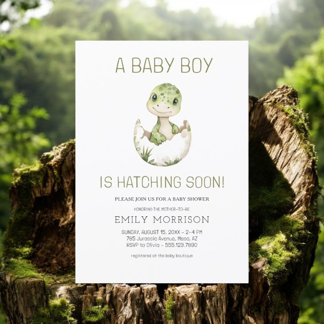 Niedlicher Dinosaurier schnuppern bald Baby Boy Du Einladung (Von Creator hochgeladen)