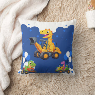 Niedlicher Dinosaurier-Traktor-Hubballon Geburtsta Kissen