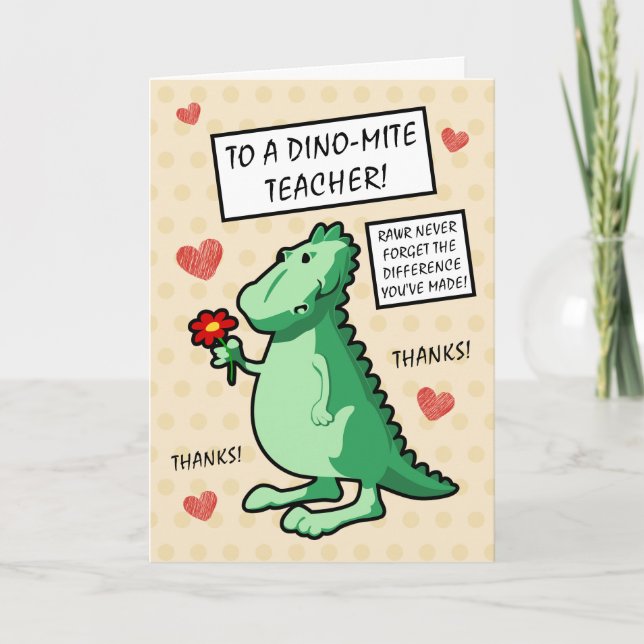 Niedlicher Dinosaurier vergisst nie den Differenzl Dankeskarte (Vorderseite)
