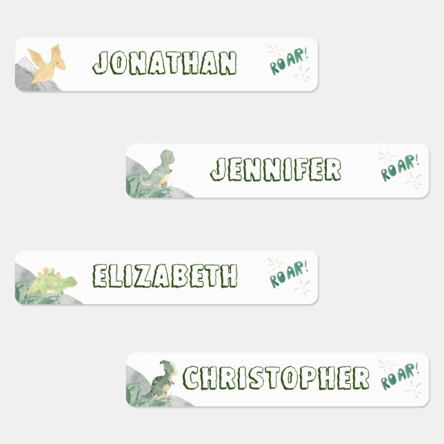 Niedlicher Dinosaurier Wasserdicht Name Set 1 Etiketten (Gruppe)