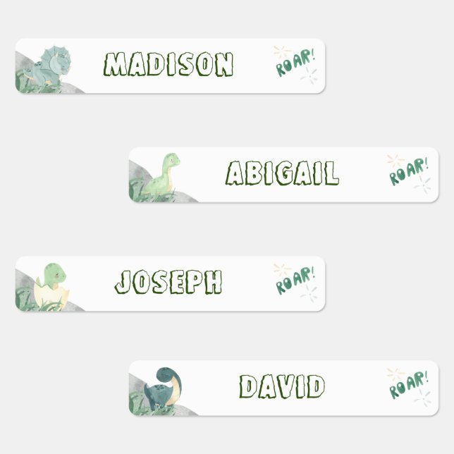 Niedlicher Dinosaurier Wasserdicht Name Set 2 Etiketten (Gruppe)