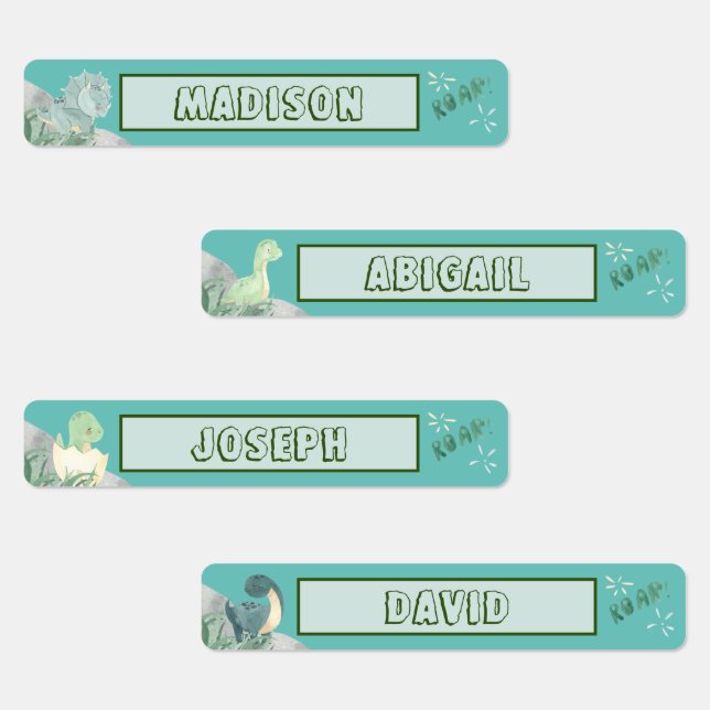 Niedlicher Dinosaurier Wassersicherer Name Set 2 A Etiketten (Gruppe)