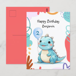 Niedlicher Dinosaurier Wildschwanz Glücklicher Geb Postkarte
